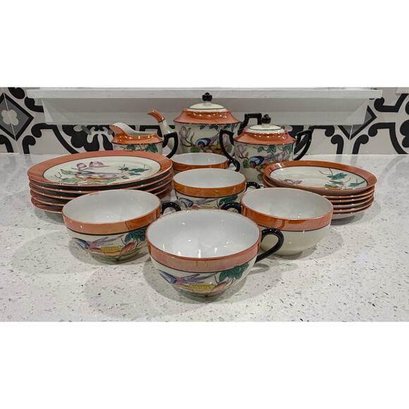 Chikaramachi Other - Vintage Japanese Lusterware Tea Set Chikaramachi Bird & Flower Pattern 18 pieces